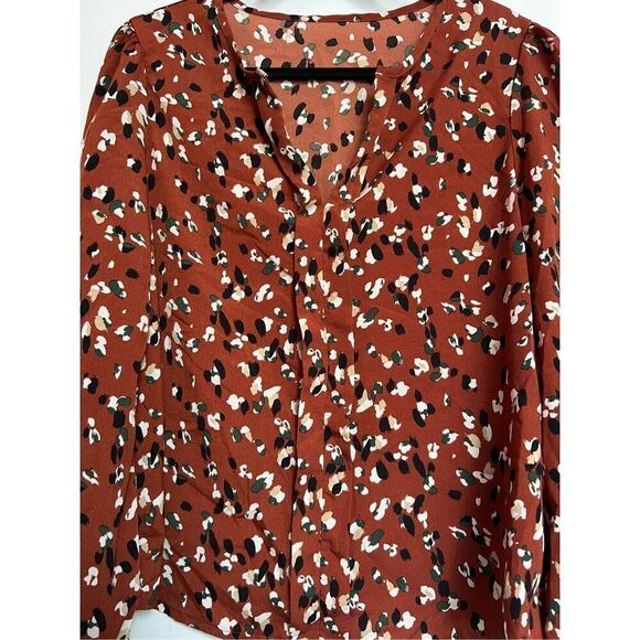 Emery Rose Patterned Long Sleeve Blouse Woman’s Size Large - Picture 3 of 7